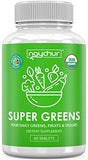 Organic Greens Powder Tablet - Super Greens Juice Superfood Powder Capsules With Spinach Kale Broccoli Green Onions Celery Barley Grass Spirulina - Morning Complete Mixed Greens Antioxidant Supplement