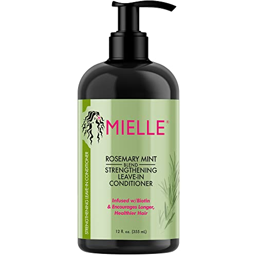 Mielle Organics Rosemary Mint Strengthening Leave-In Conditioner, Supports Hair Strength, Smooth Conditioner for Dry and Crinkled Hair, Weightless Hair Treatment
