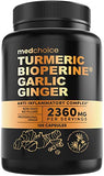 4-in-1 Turmeric Curcumin w Bioperine 2360mg (120 ct) | 95% Curcuminoids, Ginger Root, Garlic Pills, Black Pepper | Anti Inflammatory Joint Pain Heart Health | Made in The USA (120 Count (Pack of 1))