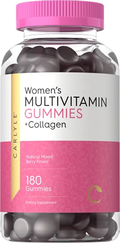 Carlyle Women's Multivitamin Gummies | 180 Count | Mixed Berry Flavor | with Collagen and Iron | Non-GMO, Gluten Free Supplement
