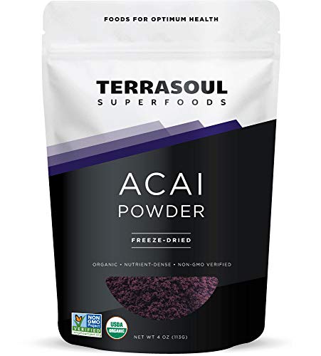 Terrasoul Superfoods Organic Acai Berry Powder, 4 Oz - Freeze-Dried, Antioxidants, Omega Fats