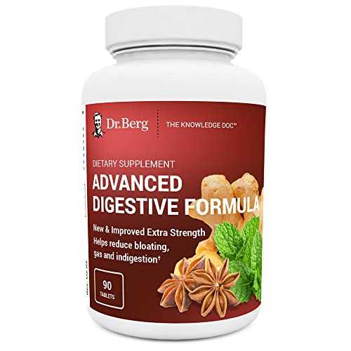 Dr. Berg's Advanced Digestive Formula Extra Strength - Helps Support Digestion, Reduce Gas and Bloating with Apple Cider Vinegar, Betaine Hydrochloride and Other Herbs to Aid Digestion - 90 Tablets