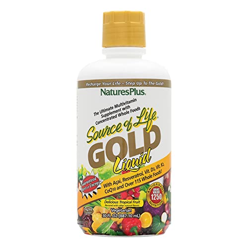 Source of Life Gold Multivitamin Liquid - 30 oz - Supports Energy Production, Healthy Immune System & Well-Being - Includes Vitamins D3, B12, K2 & Over 120 Whole Food Nutrients - 30 Servings