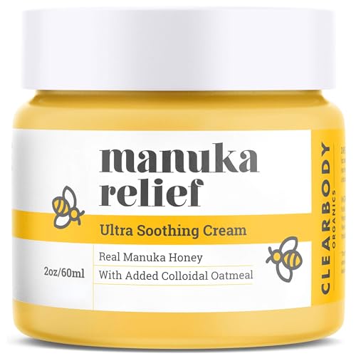 Clearbody Manuka Honey Eczema Cream –Organic Honey Moisturizer for soothing Eczema, Dry and Itchy Skin – Honey and Collodial Oatmeal Lotion for Eczema, plant-based formular cream for eczema (2oz)