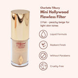 Charlotte Tilbury Mini Hollywood Flawless Filter, Travel Size, 2 Fair - Customizable Face Liquid Makeup Booster, Tinted Primer, Foundation, Highlighter, Moisturizer