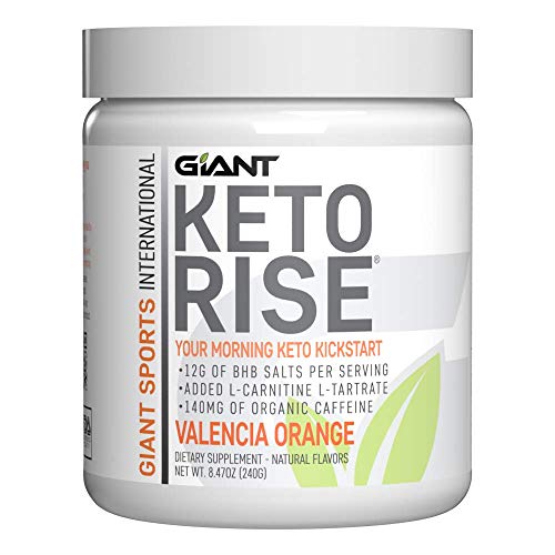 Keto Rise - Exogenous Ketones Powder with Caffeine – BHB Salt Morning Energy Formula Designed to Boost Ketone Levels, Increase Performance and Support Your Ketogenic Diet, 15 Servings - Valencia OJ