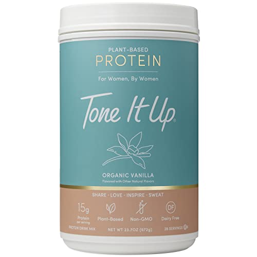 Tone It Up Vanilla Protein Powder for Women - Organic Plant Based Pea Protein - Sugar Free, Gluten Free, Dairy Free and Kosher - 15g of Protein x 28 Servings - 1.54 lbs