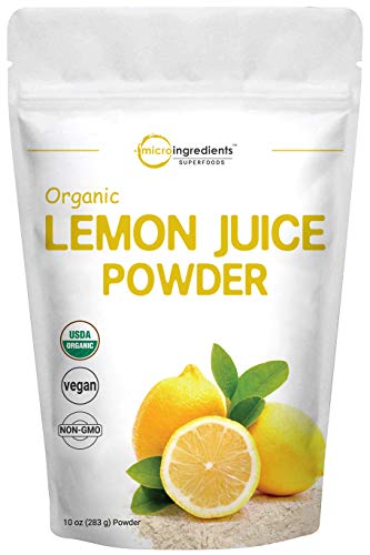 Micro Ingredients Organic Lemon Juice Powder, 10 Ounce, Rich in Natural Vitamin C (Immune Vitamins) for Immune System Booster, Lemon Juice Organic, Great Flavor for Drinks, Smoothie & Beverages, Vegan