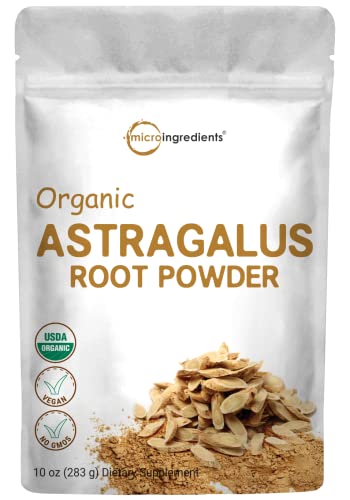 Micro Ingredients Organic Astragalus Root Powder, 10 Ounce, Sun Dried and Filler Free, Pure Astragalus Tea Powder, Supports Internal Circulation Health and Immune System, Non-GMO and Vegan Friendly