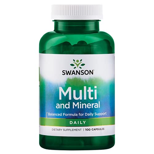 Swanson Multi and Mineral Daily Men's Women's Multivitamin Multimineral Health Supplement 100 Capsules (Caps)