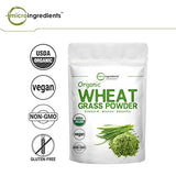 Sustainably US Grown, Organic Wheat Grass Powder, 10 Ounce (94 Serving), Rich in Immune Vitamins, Fibers, Fatty Acids and Minerals, Support Immune System and Digestion Function, Vegan Friendly