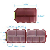 50PCS Travel Pill Pouches, Portable Pill Organizer, Travel Tablet Medicine Vitamin Box, with 10 Compartments for Different Medicines (Dark red Pill case +Pill Pouches)