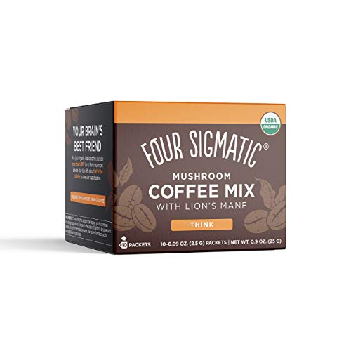 Four Sigmatic Foods Mushroom Instant Coffee, Organic and Fair Trade with Lions Mane, Chaga, & Mushroom Powder, Focus & Immune Support, Paleo, 0.9 Oz, 10 Count