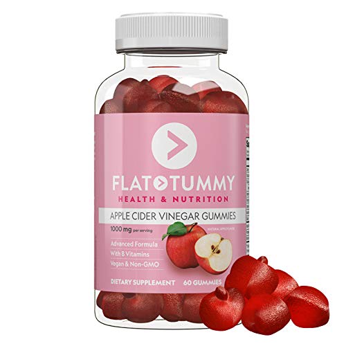 Flat Tummy Apple Cider Vinegar Gummies, 60 Count – Detox & Weight Management – Apple Cider Vinegar Gummies with the Mother - Vegan, Non-GMO – Made with Apples, Beetroot, Vitamin B9, Superfoods