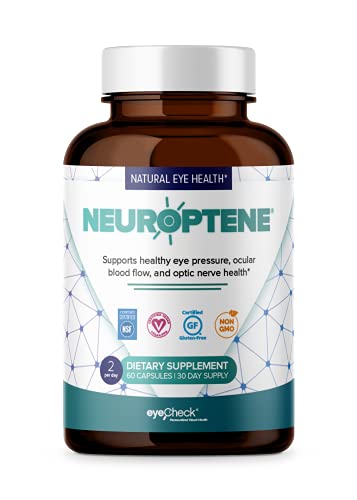 Eye Pressure Supplement with Bilberry Saffron Niacinamide CoQ10 for Optic Nerve Relief - Helps Support Healthy Retinal Blood Flow - Neuroptene® from Eyecheck (60 Capsules)