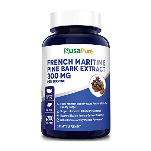 French Maritime Pine Bark Extract 300mg 200 Veggie Capsules (Non-GMO & Gluten Free) Supports Heart Health, Circulatory Health, Skincare, 150mg per Caps