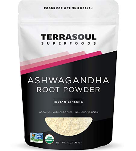 Terrasoul Superfoods Organic Ashwagandha Root Powder, 1 Lb - Stress Adaptogen | May Improve Sleep | Lab-Tested for Quality