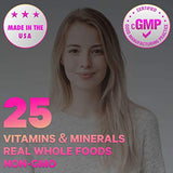 Women’s Daily Multivitamin, 25+ Vitamins & Minerals, Fermented, Organic Whole Foods, Probiotics Supplement - Vitamin A, Vitamin B, Vitamins C, D, E & K, Omega 3, Zinc – Natural & Vegan - 120 Capsules