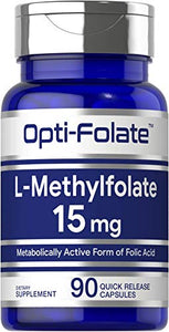 L Methylfolate 15mg | 90 Capsules | Max Potency | Optimized and Activated | Non-GMO, Gluten Free | Methyl Folate, 5-MTHF | by Opti-Folate