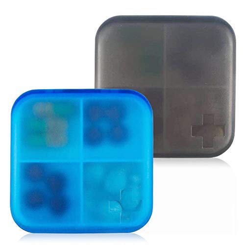 2 Pack Portable Travel Pill Organizer Case for Pocket or Purse Cute Small Daily Pill Box BPA Free Plastic Medicine Vitamin Holder Container (4 Compartments)