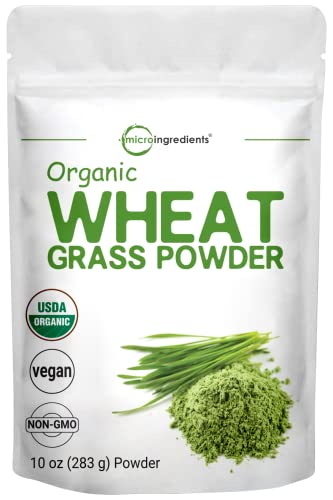 Sustainably US Grown, Organic Wheat Grass Powder (100% Whole-Leaf), 10 Ounce (94 Serving), Rich in Immune Vitamins, Fibers and Minerals, Support Digestion Function, Vegan Friendly