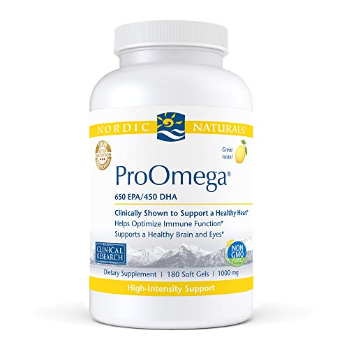 Nordic Naturals ProOmega, Lemon Flavor - 1280 mg Omega-3 - 180 Soft Gels - High-Potency Fish Oil with EPA & DHA - Promotes Brain, Eye, Heart, & Immune Health - Non-GMO - 90 Servings