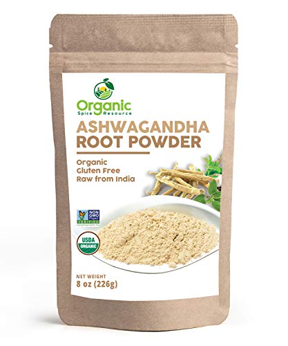 Organic Ashwagandha Root Powder | 8 oz or 1.1 lbs | Lab Tested for Purity | Resealable Kraft Bag, Non-GMO, Indian Ginseng, Withania Somnifera -100% Raw from India, by SHOPOSR(8oz)