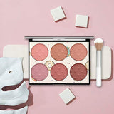 KYDA 6 Colors Face Blush Palette,Light Luxury Blush Palette Matte Blush Powder Bright Shimmer Face Blush,Contour and Highlight Blush Palette with Blush Brush, by Ownest Beauty-Set A