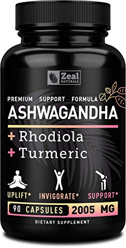 Ashwagandha Complex - Organic Ashwagandha Root Powder + Rhodiola Rosea + Turmeric - 100% Pure Ashwagandha Capsules Supplement - for Adrenal Support, Stress Support