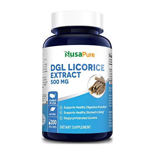 DGL Licorice Extract 500 mg 200 Veggie Capsules (Vegan,Non-GMO & Gluten-Free) - Supports Healthy Digestive & Respiratory Functions*