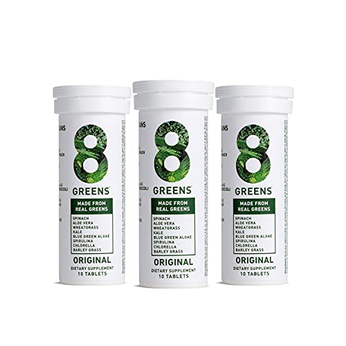 8Greens Immunity and Energy Effervescent Tablets - Packed with 8 Powerful Super Greens (3 Tubes / 30 Tablets)