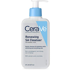 CeraVe SA Cleanser | Salicylic Acid Face Wash with Hyaluronic Acid, Niacinamide & Ceramides| BHA Exfoliant for Face | 8 Ounce