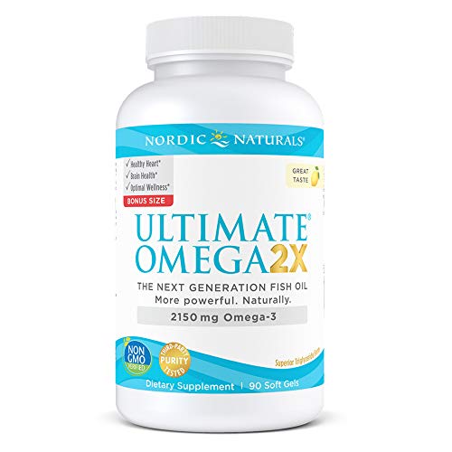 Nordic Naturals Ultimate Omega 2X, Lemon Flavor - 2150 mg Omega-3-90 Soft Gels - High-Potency Omega-3 Fish Oil with EPA & DHA - Promotes Brain & Heart Health - Non-GMO - 45 Servings
