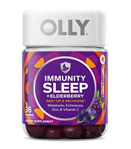 Immunity Sleep + Elderberry Gummies with Melatonin, Echinacea, Zinc Vitamin C Midnight Berry (36 Gummies)
