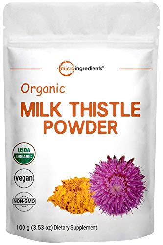 Maximum Strength Organic Milk Thistle Extract, 3.5 Ounces (100 Grams), Pure Milk Thistle Powder Organic, Contains 80% Active Silymarin, Strongly Supports Liver Health and Antioxidant, Vegan Friendly