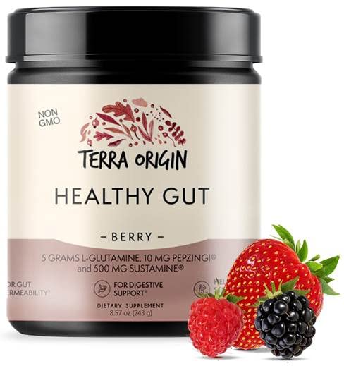 Healthy Gut Berry Flavor |30-Servings with L-Glutamine, Zinc, Glucosamine, Slippery Elm Bark, Marshmallow Root and more! Supports intestinal permeability, IBS, Bloating, Gas and Constipation*