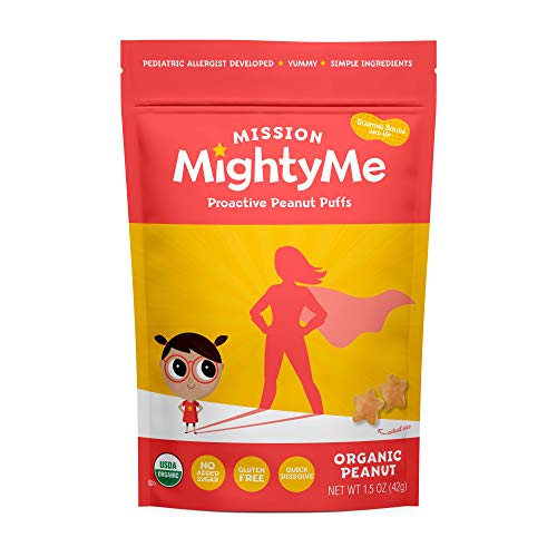 Mission MightyMe Organic Proactive Peanut Puffs for Babies & Kids - Allergen Introduction Peanut Puffs - Peanut Introduction for Allergy Prevention - Gluten-Free Peanut Puff (1.5oz, Pack of 5)