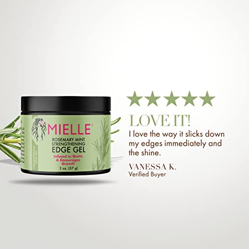 Mielle Organics Rosemary Mint Strengthening Edge Gel, Biotin & Essential Oil Growth Booster Hair Styling Treatment, 2 Ounces