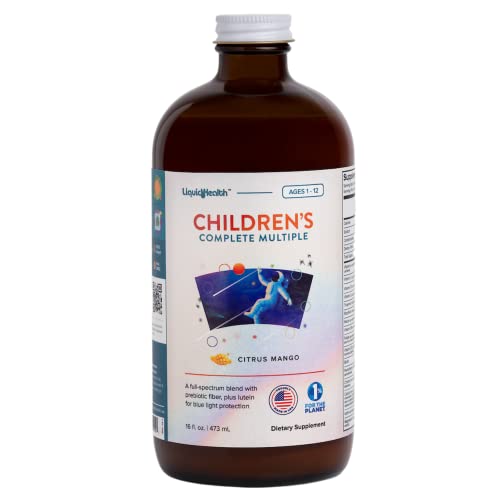 LIQUIDHEALTH 16 Oz Kids Liquid Multivitamin Complete Multiple for Children, Toddlers - Essential Vitamins & Minerals Supplement, Immune Support, Gluten Free, Non GMO, Prebiotic Fiber