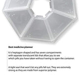 2-Pack 7-Sided Portable Pill Box Medicine Planner Small case (Seven Day Weekly Travel Container) Medication, Vitamin Holder Boxes Organizer Pillbox Dispenser Organizer, sorter and Reminder containers