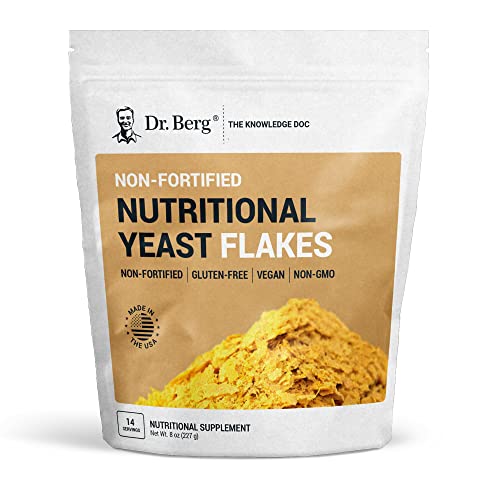 Dr. Berg's Premium Nutritional Yeast Flakes| Gluten Free & Non-GMO | Nutritional Yeast with B Vitamins | Keto & Vegan-Friendly Nutritional Yeast | 8oz