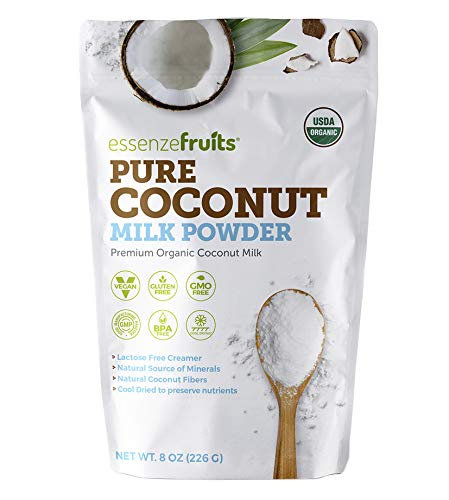 Essenzefruits Pure Organic Coconut Milk Powder - Premium Maltodextrin Free, No Sugar Added, Dairy Free, USDA Organic, Vegan, Keto & Paleo Friendly, No Additives, Pre Biotic Fibers, 27 Servings - 8 Oz