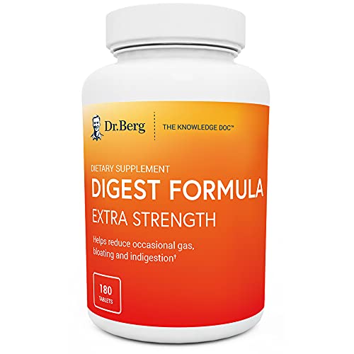 Dr. Berg's Digest Formula Extra Strength - Contains Both Apple Cider Vinegar Powder + Betaine Hydrochloride - Helps Healthy Digestion, Helps Reduce Gas and Bloating - Vegan Friendly 180 Tablets