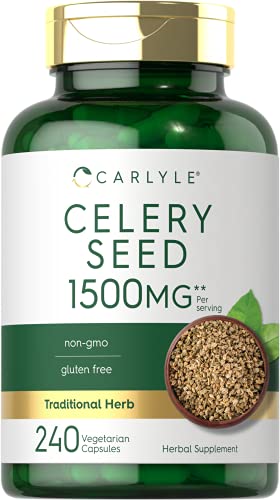 Celery Seed Extract Capsules | 1500mg | 240 Count | Non-GMO and Gluten Free Formula | Traditional Herb Supplement | by Carlyle