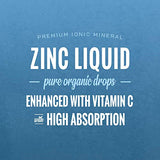 Organic Zinc Sulfate Liquid Supplement - Immune Support System Boost - Pure Ionic Concentrated Mineral Drops for Men, Women & Kids Enhanced with Vitamin C - 4 oz Great Tasting Immunity Booster