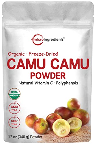 Organic Camu Camu Powder, 12 oz | High Natural Vitamin C Level | Fresh Freeze-Dried Berries Source | Supports Energy and Immune Health | No GMOs, Vegan Friendly