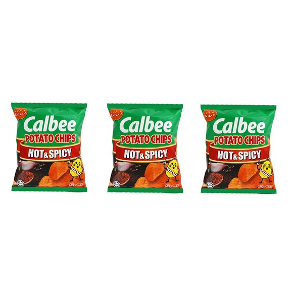 [Bundle of 3] Calbee Potato Chips Hot & Spicy, 72g [Japanese] (Halal)