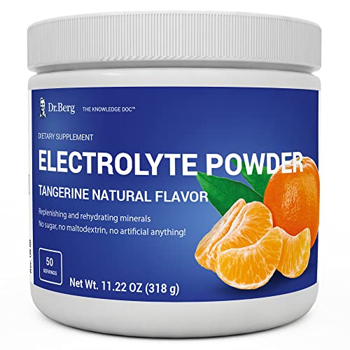 Dr. Berg's Electrolyte Powder, High Energy, Replenish and Rejuvenate Your Cells, 50 Servings, No Maltodextrin or Sugar, No Ingredients from China, Amazing Tangerine Natural Flavor