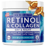 EVR Beauty - Retinol & Collagen Face Cream - Best Anti Wrinkle Moisturizer for Aging Skin - Anti Aging Deep Wrinkle Cream for Women & Men - Hyaluronic Acid Moisturizing Lotion - Day & Night - 4Oz USA