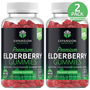 (2 Pack | 120 Gummies) Sambucus Organic Elderberry Gummies | Immune Gummy with Vitamin C, Propolis & Echinacea | Immune System Booster Herbal Supplement